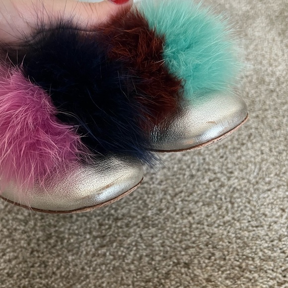 GUC Loeffler Randall Pom Pom Block Heel Mules Sz 7.5 - Picture 7 of 13